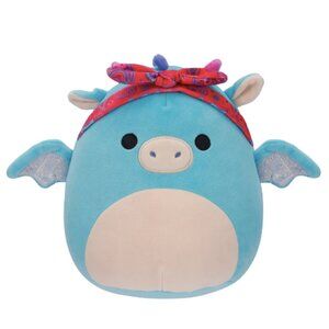 Squishmallows Original 7.5 inch Tatiana the Teal Dragon with Red Bandana Plush